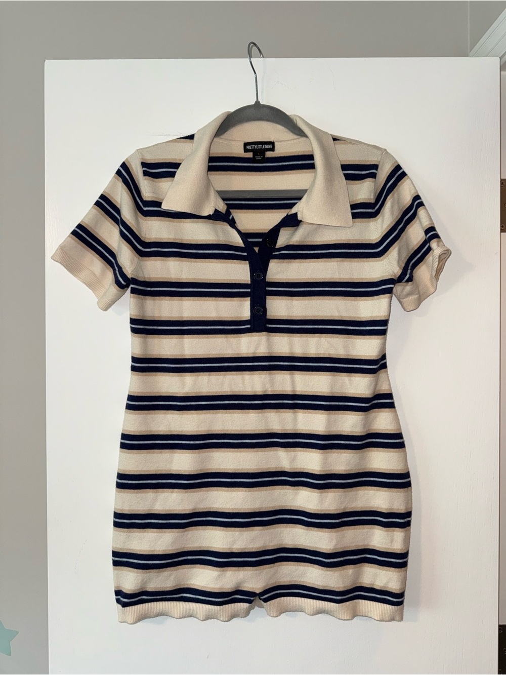 PrettyLittleThing striped knit romper